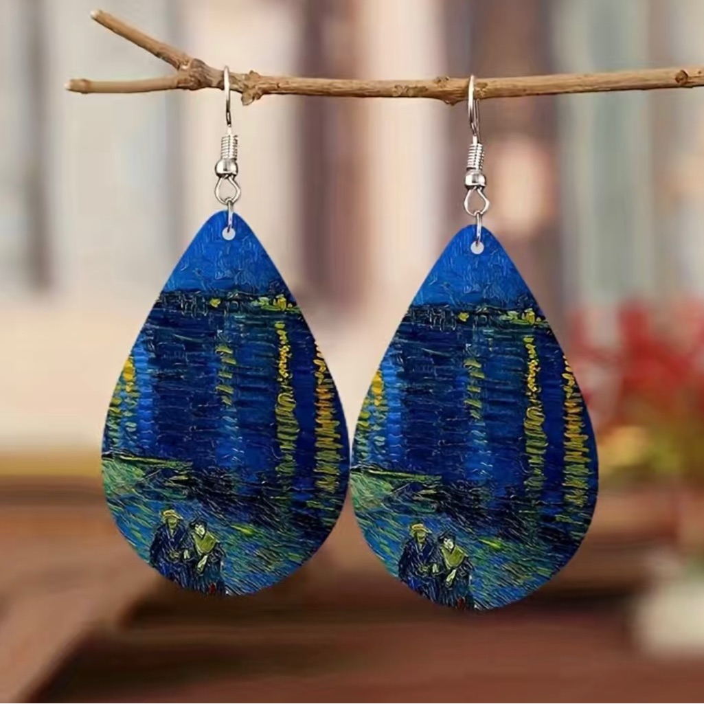 Brand New Van Gogh Painting Teardrop Earrings